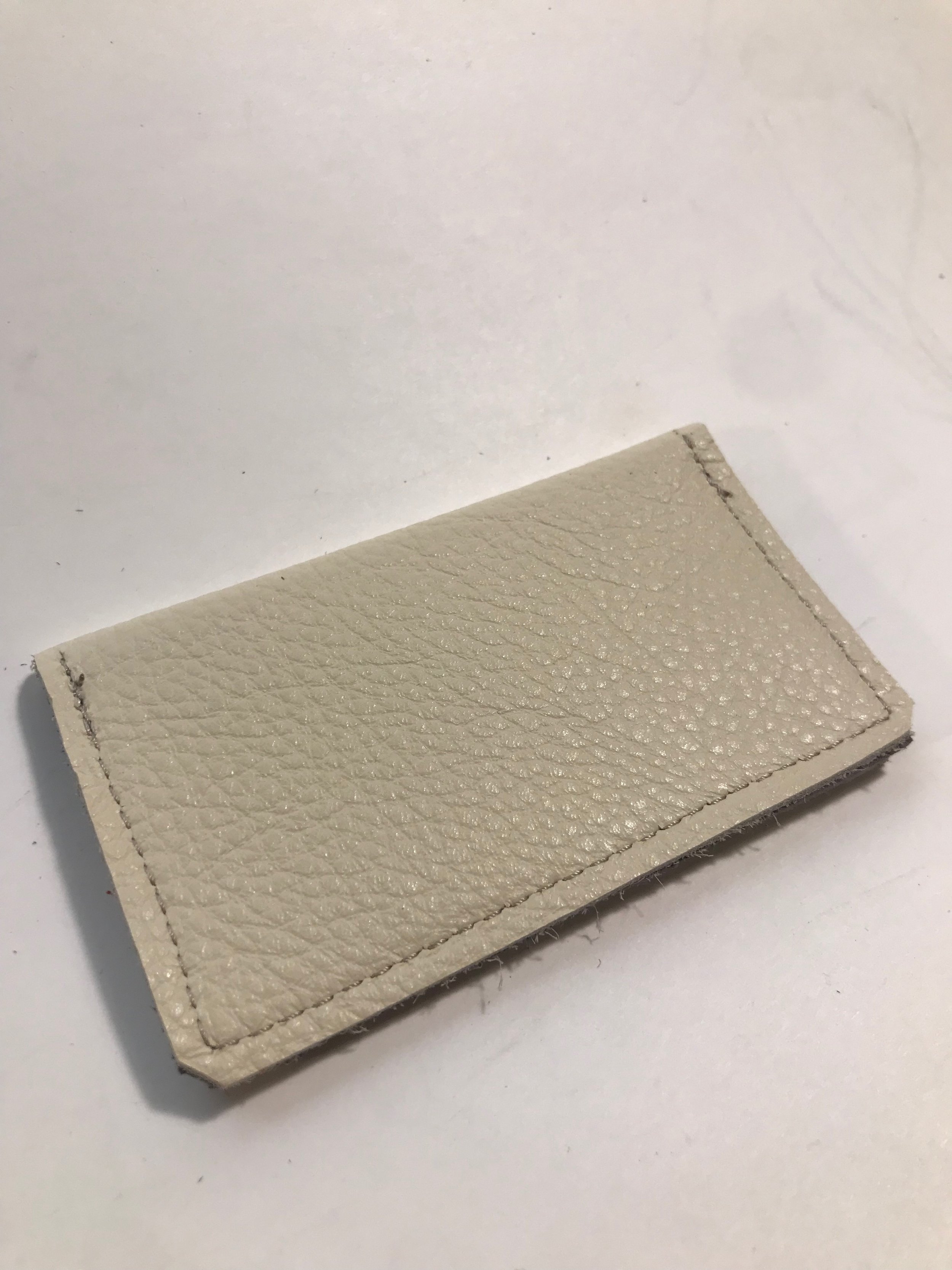Simple card case in cream & purple off cut upholstery leather by Radjuli —  Radjuli Leather Designs